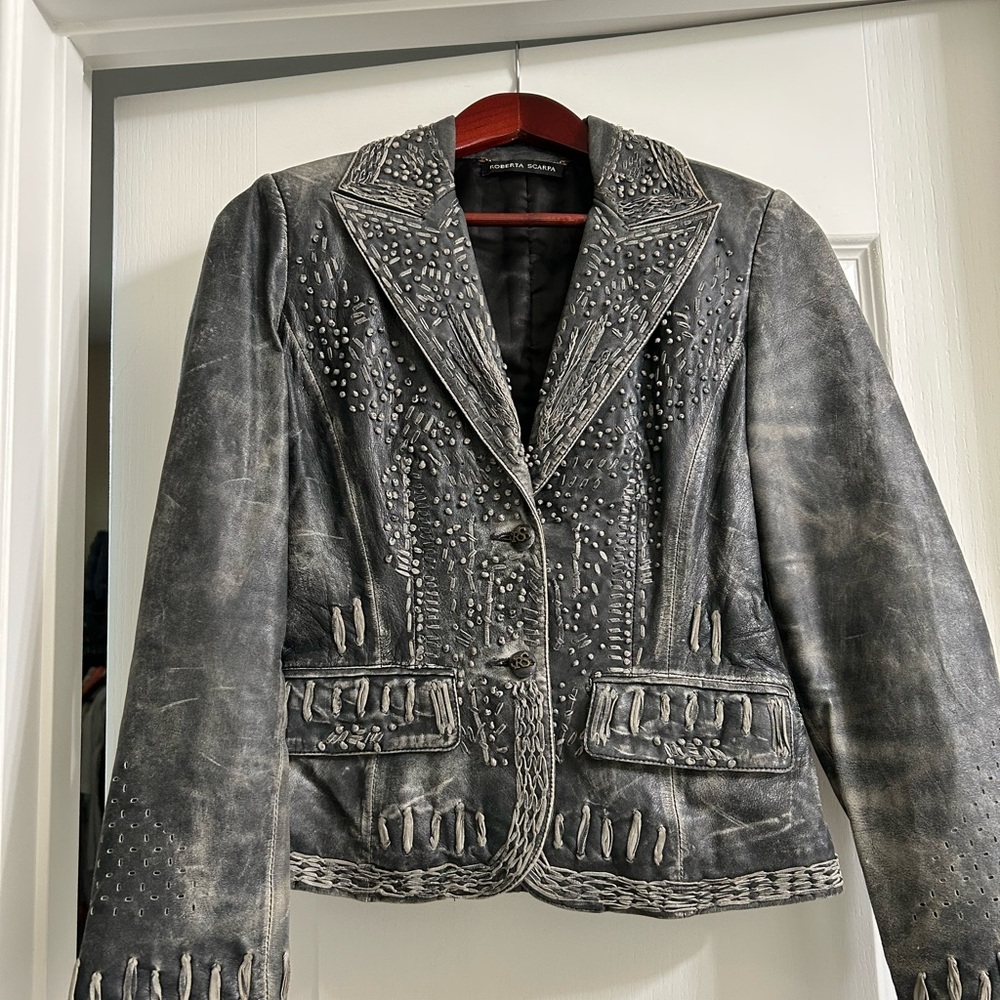 Women's Black Studded Leather Jacket